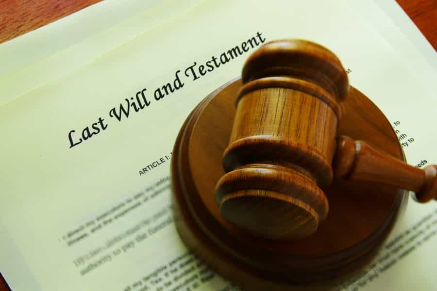 Legal gavel on a will (legal documents)